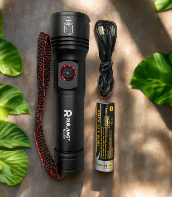 RL-2308 High-Power Rechargeable LED Flashlight Long Range, Durable &amp; Energy Efficient - CheckNpays
