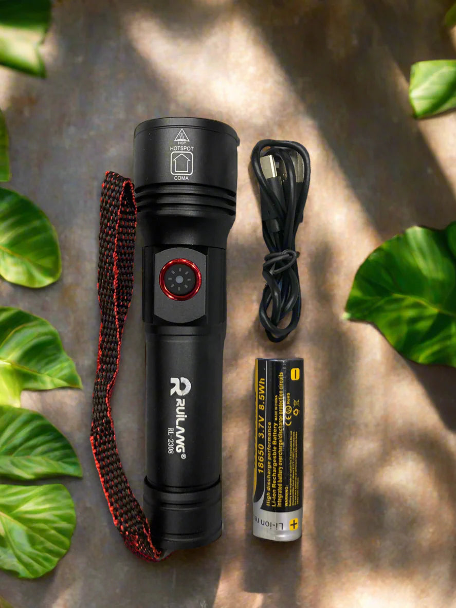 RL-2308 High-Power Rechargeable LED Flashlight Long Range, Durable &amp; Energy Efficient - CheckNpays