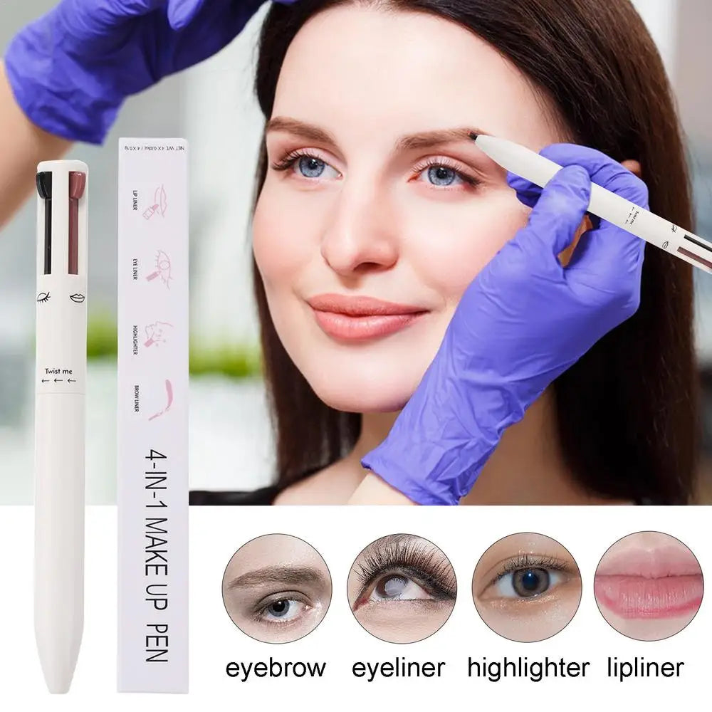 4 in 1 Waterproof Makeup Pen Eyebrow Pencil Long Lasting Easy Lip