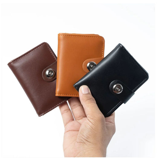 Plain Leather Minimool Button Closure Wallet Smart Wallet for Male And Female