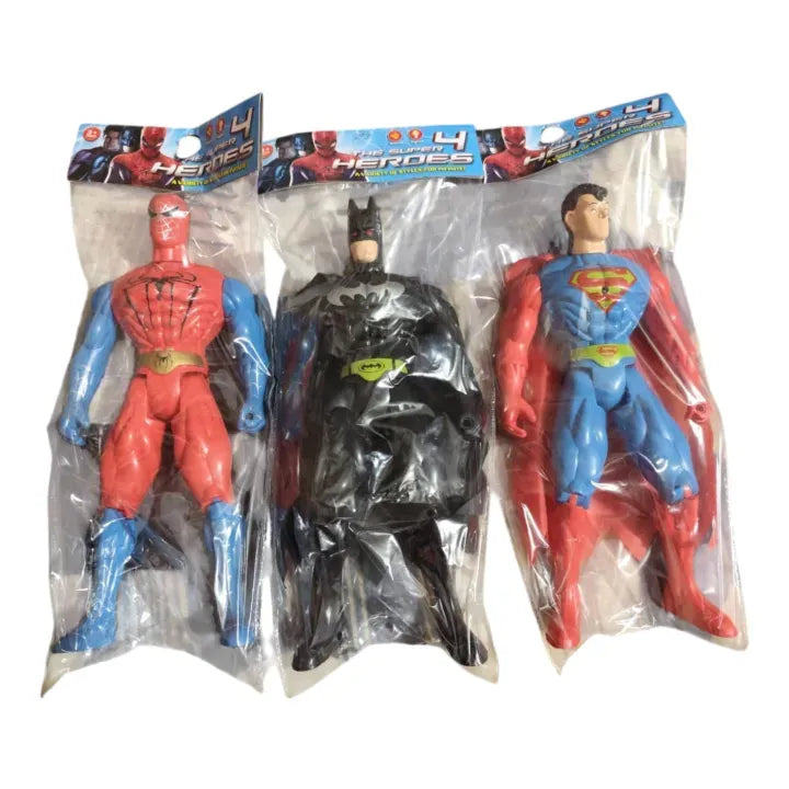 3-Piece Superhero Action Figure Set Superman, Spiderman &amp; Batman Collectible Toy