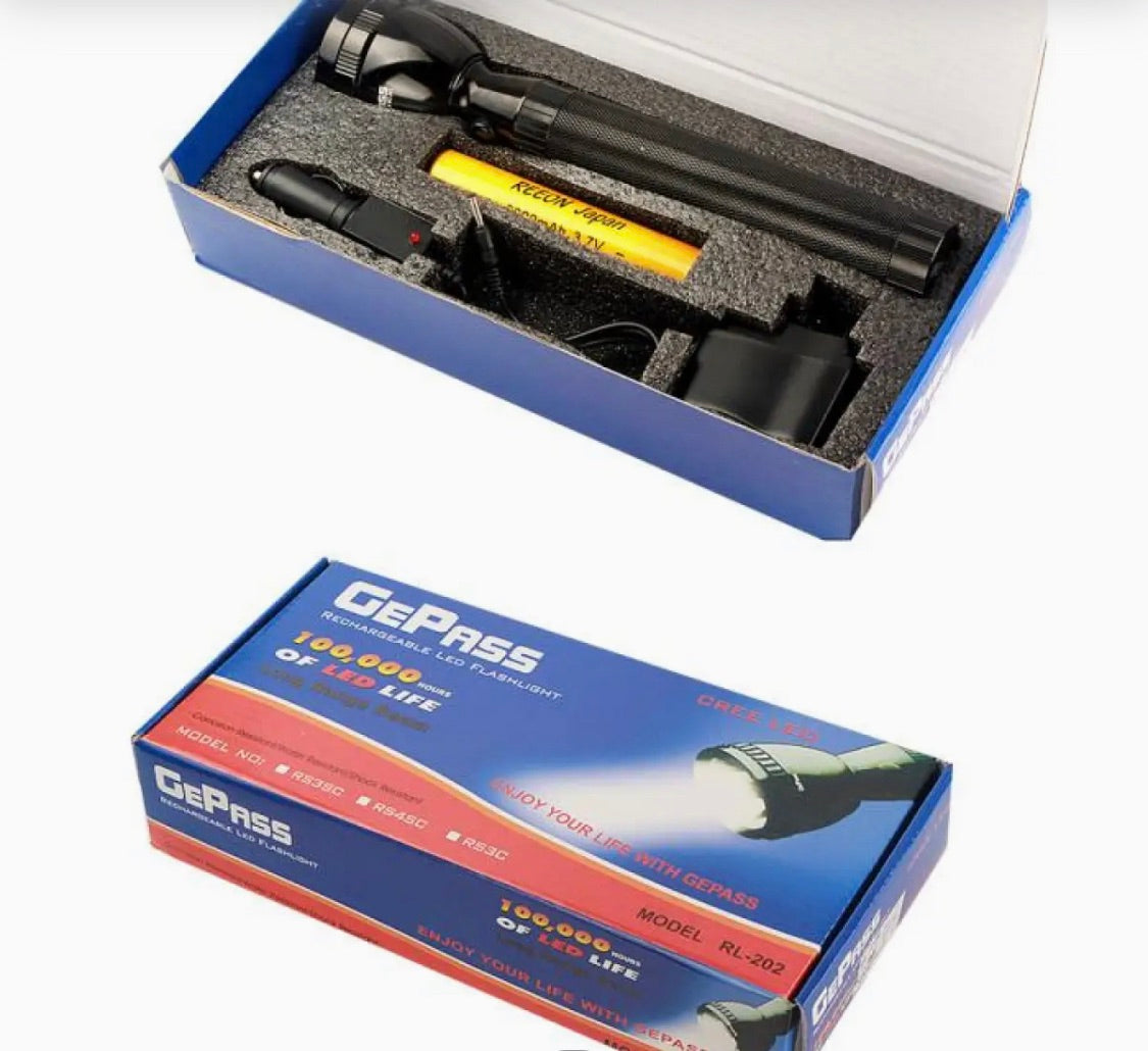 NEW EMERGENCY GePass Rechargeable LED Flashlight, 100,000 Hours of LED Life, Long