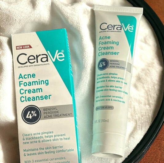 CeraVe Acne Foaming Cream Cleanser 4% Benzoyl Peroxide Treatment 120ml