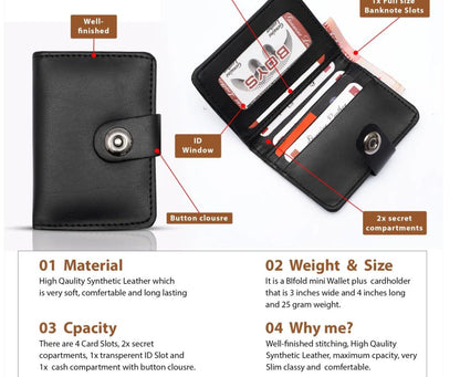 Plain Leather Minimool Button Closure Wallet Smart Wallet for Male And Female