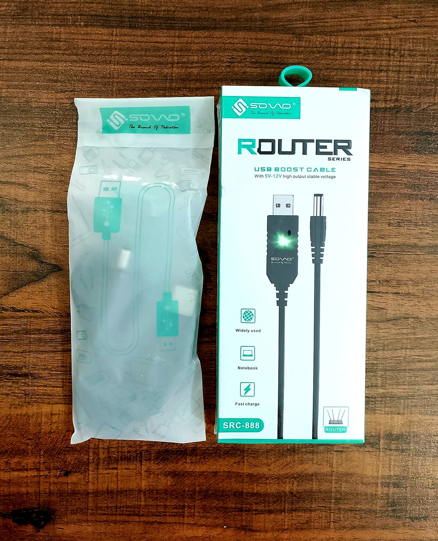 Wi-Fi Router USB Cable for Power Bank-Sovo Router Cable 5v-12v | SRC-888