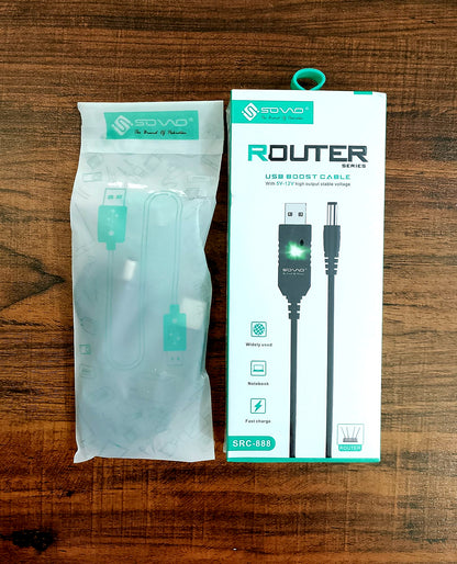 Wi-Fi Router USB Cable for Power Bank-Sovo Router Cable 5v-12v | SRC-888
