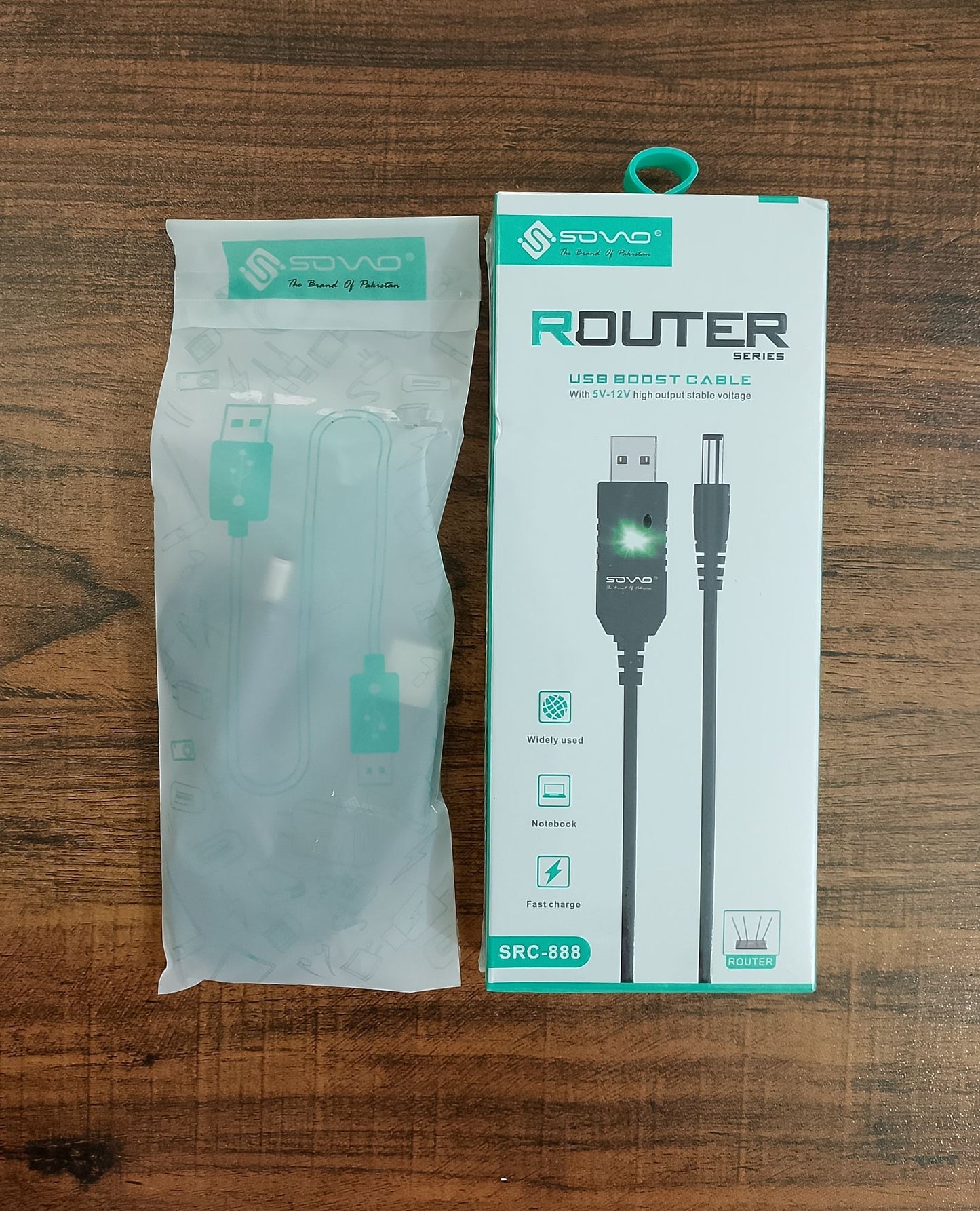 Wi-Fi Router USB Cable for Power Bank-Sovo Router Cable 5v-12v | SRC-888