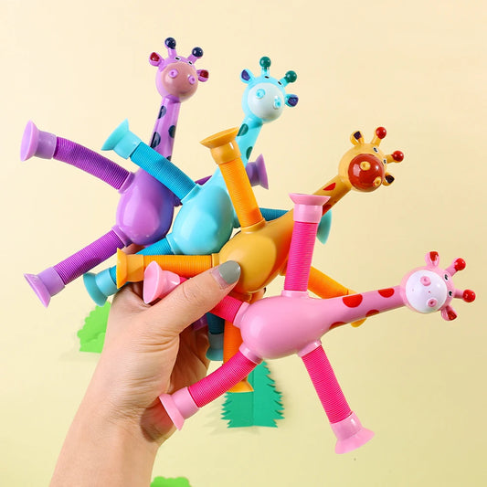 1 Pcs of Animal Pop Tubes Cartoon Giraffe Suction Cup Toys Kids