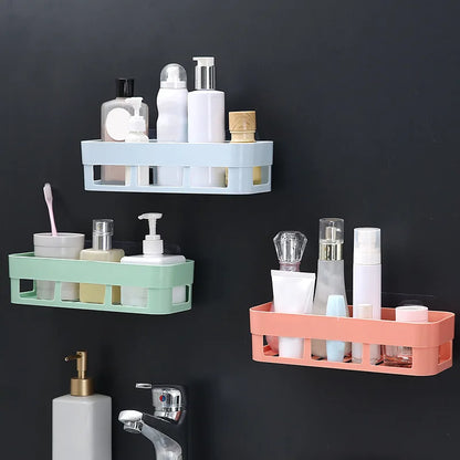 1 PCs Bathroom Shelf Bathroom Adhesive Storage Rack Kitchen Home Decoration(random color