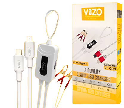 4 in-1 Charger V1000 CLAMP USB Charger | Data Charging Cable for