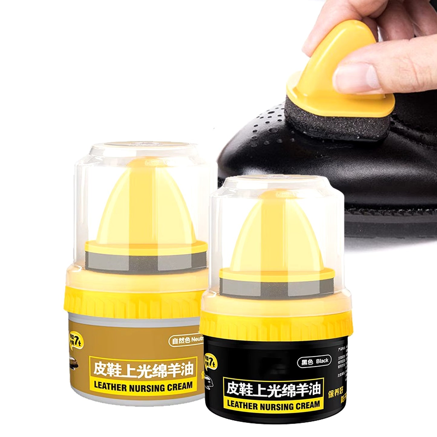 Black Leather Shoe Polish Cream with Sponge