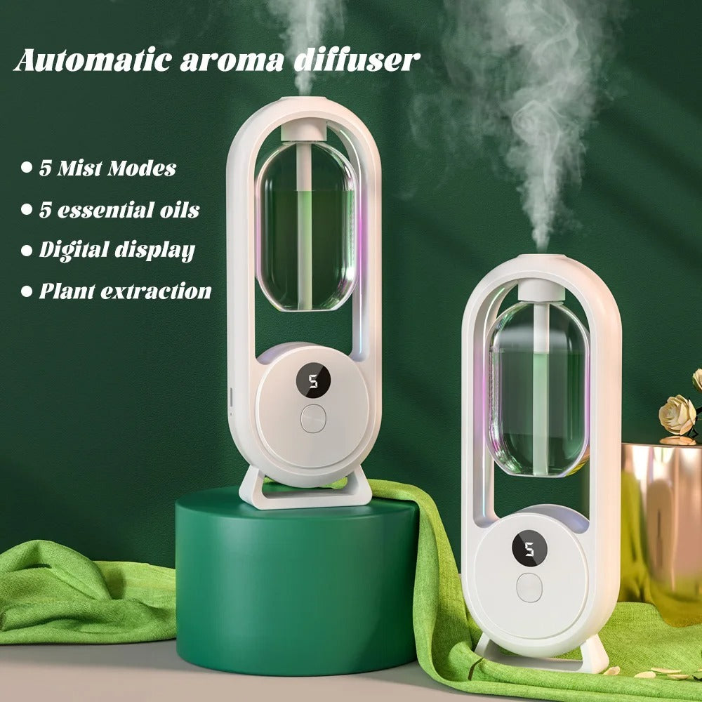 Rechargeable 5-Mode Aromatic Diffuser Timed Essential Oil Air Freshener for Bedroom,