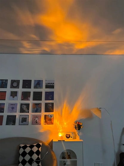 Dynamic Rotating Water Ripple Night Light 3 Colors Flame Crystal Lamp for