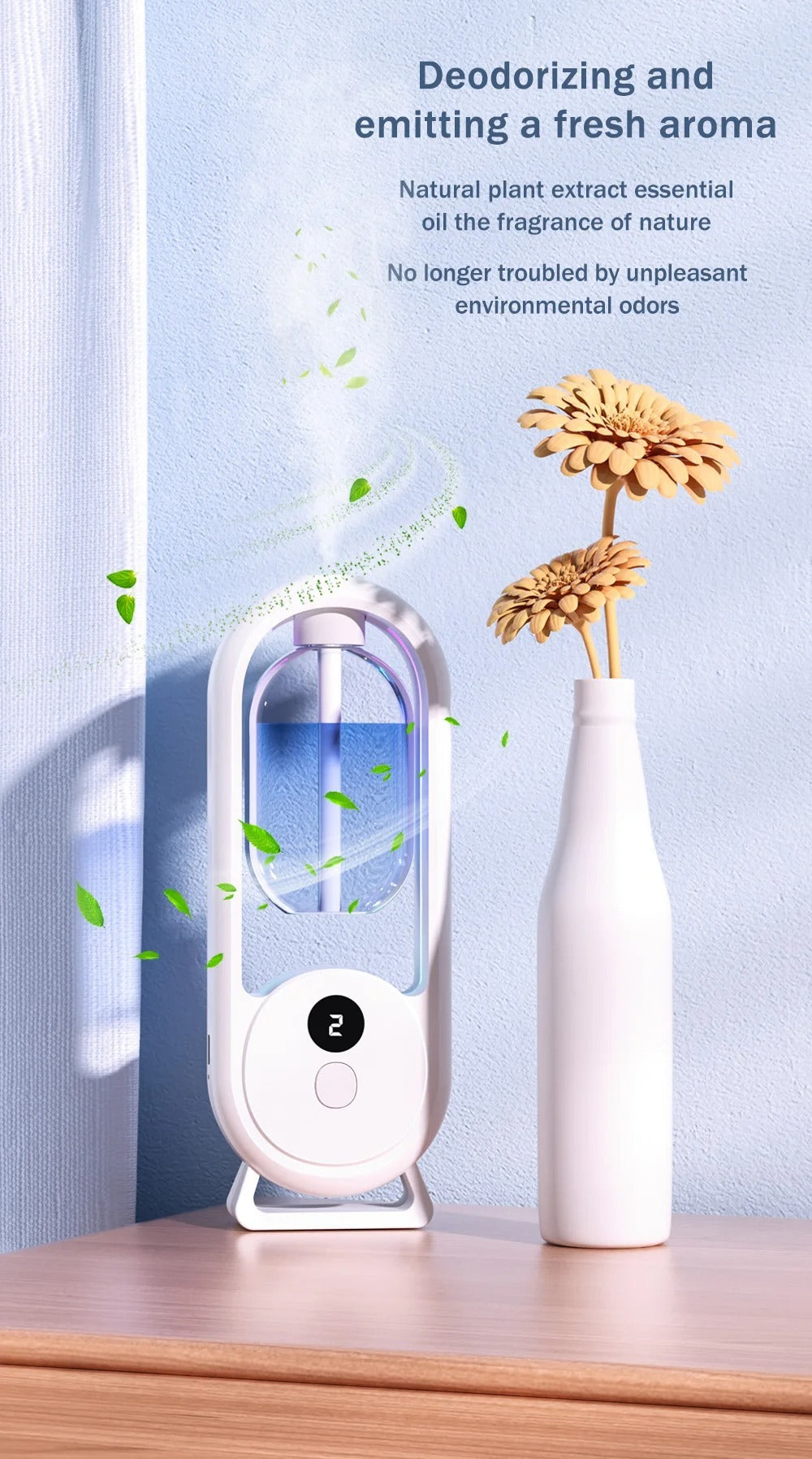 Rechargeable 5-Mode Aromatic Diffuser Timed Essential Oil Air Freshener for Bedroom,