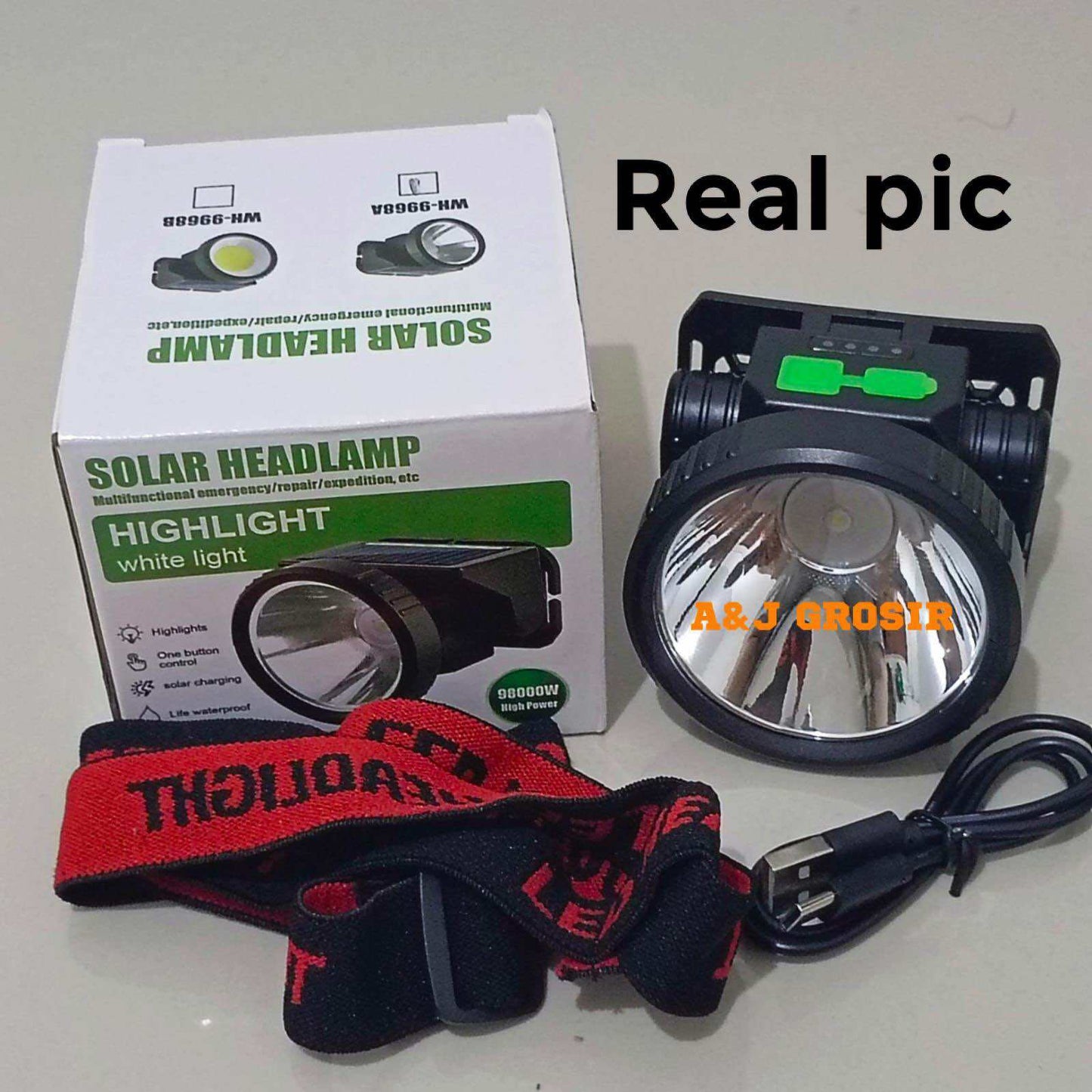 Solar Headlamp WH-9968A Ultra-Bright, Rechargeable &amp; Eco-Friendly for Outdoor Adventures!