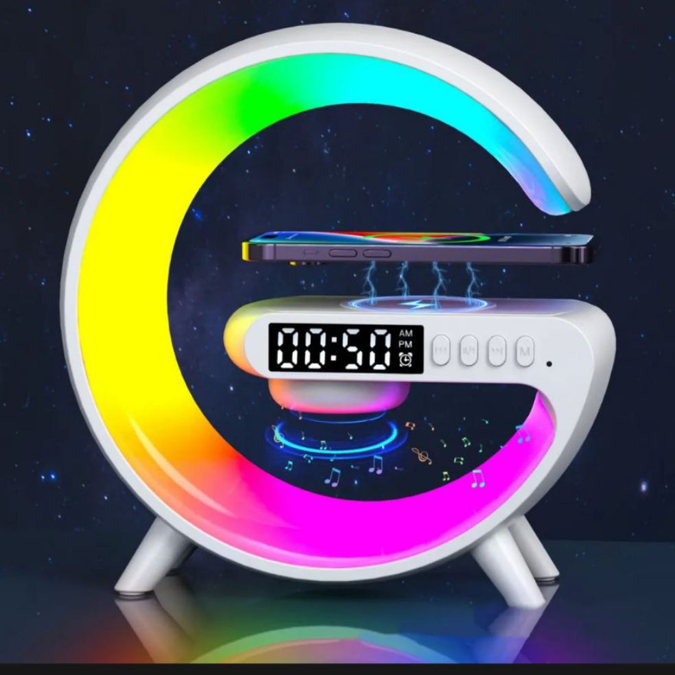 G11 G Shape Bluetooth Speaker Multifunctional Lamp Digital Alarm Wirless Charging