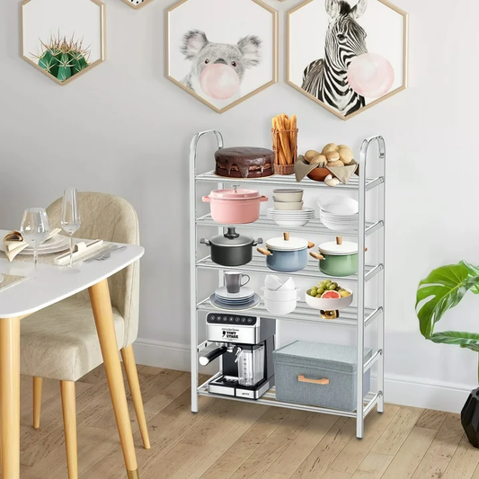 6 Layers Stainless Steel Shoe Rack - Adjustable shoe organizer for living