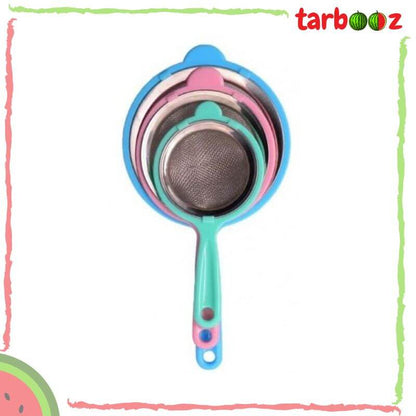 Colorful Stainless Steel Mesh Tea Strainer with Plastic Handle Fine Sieve