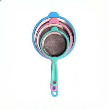 Colorful Stainless Steel Mesh Tea Strainer with Plastic Handle Fine Sieve