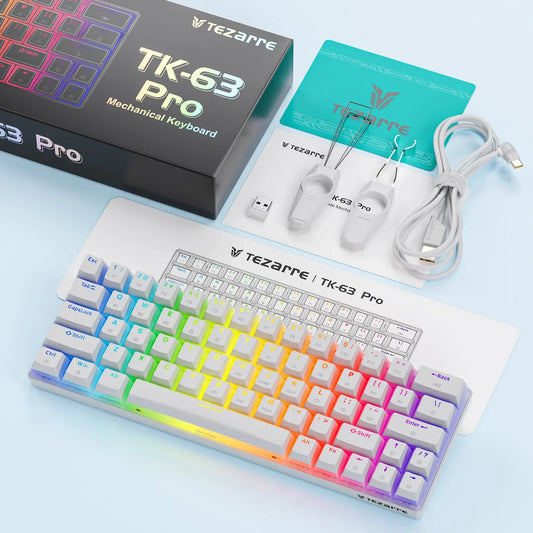 Tezarre TK-63 PRO RGB Wireless Mechanical RGB Gaming Keyboard RGB Backlight Mini