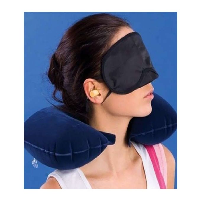 3 in 1 Combo Travel Kit of Neck Pillow, Eye Mask and