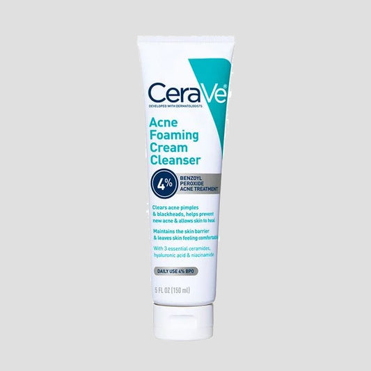 CeraVe Acne Foaming Cream Cleanser 4% Benzoyl Peroxide Treatment [120ml]