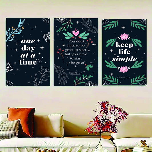 Set Of 3 Motivational Sticky Canvas Frames For Wall Decore / Sticky