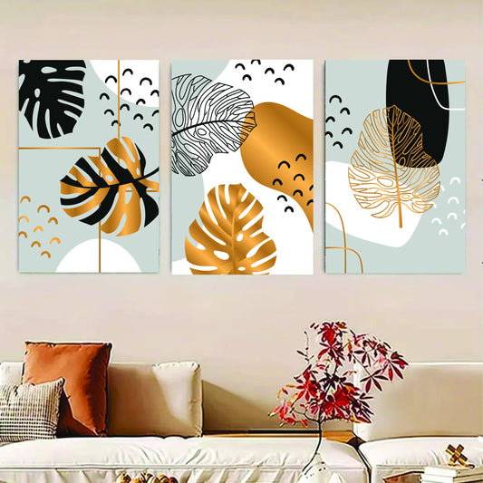 Set Of 3 Flower Sticky Canvas Phototiles Frame For Wall, Home Decor