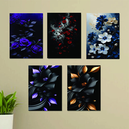 Set Of 3 Flower Sticky Canvas Phototiles Frame For Wall, Home Decor