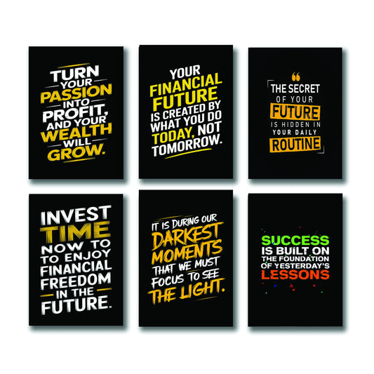 Set Of 6 Motivational Sticky Canvas Frames For Wall Decore / Sticky