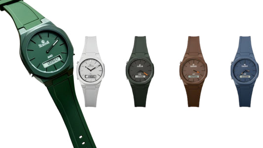 SEASTAR SS-1110Gc Men’s Waterproof Quartz Watch Analog Digital Display, Silicone Strap,
