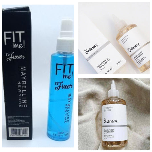Pack of 2 The Ordinary Glycolic Acid (240ML) + Maybelline Fit Me