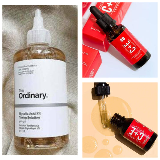 Pack of 2 The Ordinary Glycolic Acid 240ML + Nirvana Botanics- Vitamin