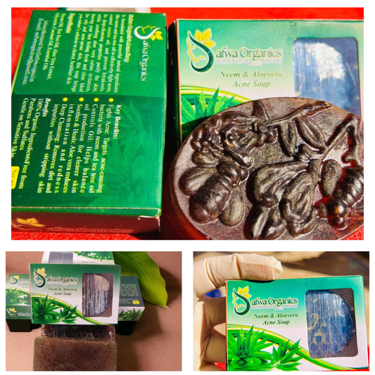 Safwa Organics Neem &amp; Aloe Vera Handmade Soap Acne-Fighting Natural Cleanser