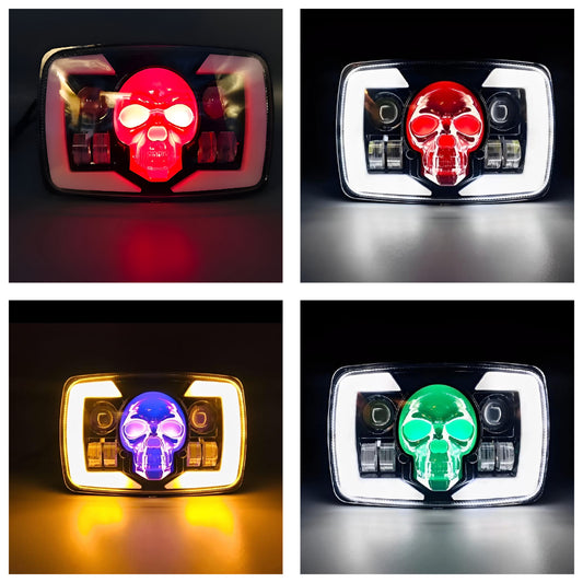Skull Style Headlight with indicators Beam For Bike | Upgraded Model Original