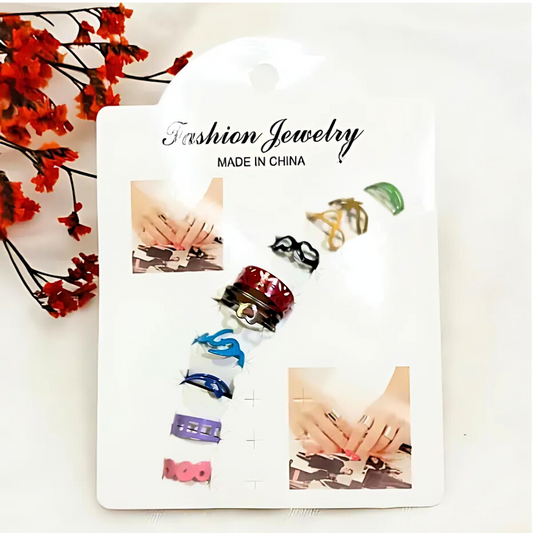 10 Pcs - Multi color ring set Fashion Jewelry for girls
