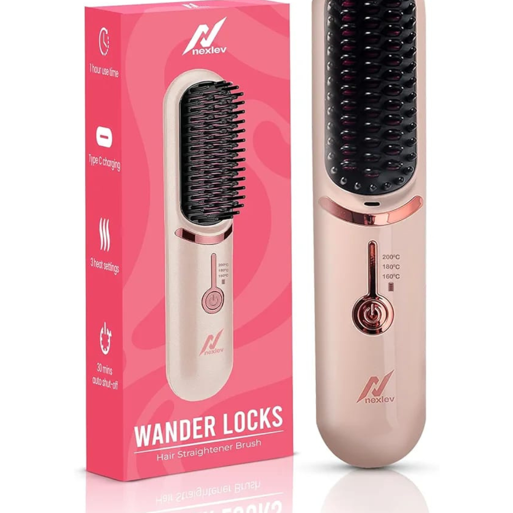 Compact and Portable Hair Styling: Nexlev HSB-04 Cordless Hair Straightener Brush