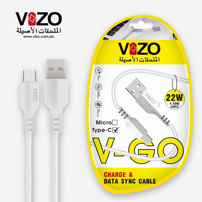 Vizo V-Go 22W Fast Charging Type-C Data Cable | Best Quality Type