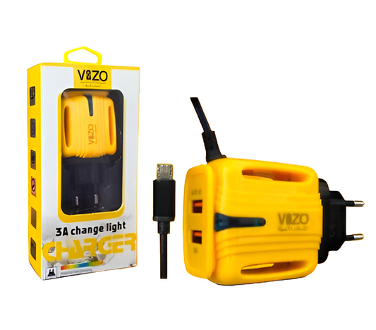 3A Light Change Charger with 2 USB Ports &amp; Built-in Micro USB