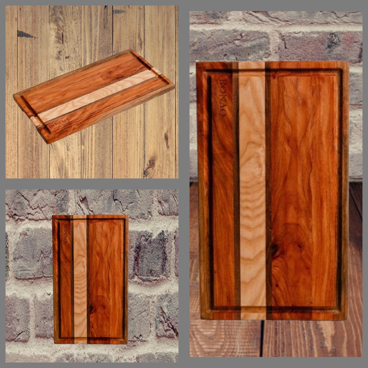 Oak Walnut Neem Stripes Edge-Grain Cutting Board