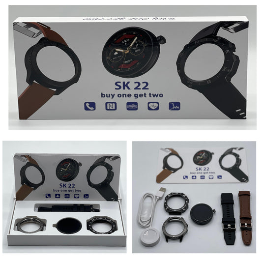 SK 22 Smartwatch With 2 Watch Body And 2 Stripes AMOLED Display