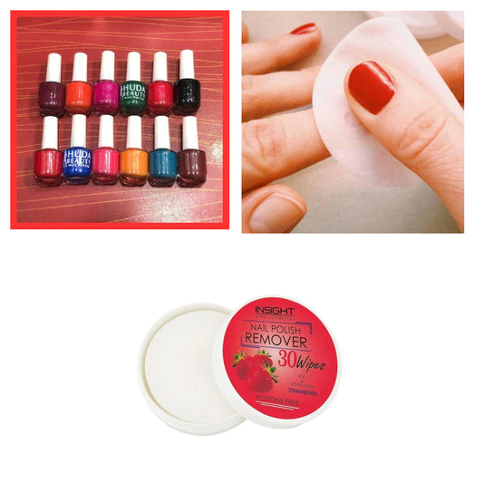 06 Pcs Huda Beauty Nail Paint With Free Nail Polish Remover, Pack