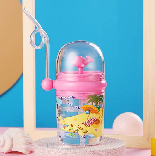 Children Whale Spray Cup Sippy Bottle Cartoon Baby with Sippy Kettle Outdoor