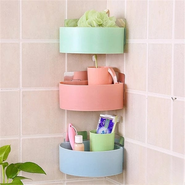 Stick On Corner Triangle Rack Bathroom Shelf (random color )