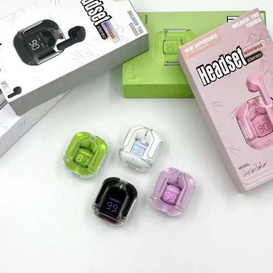 Air31 Earbuds Wireless Crystal Transparent body - with silicone pouch ( random