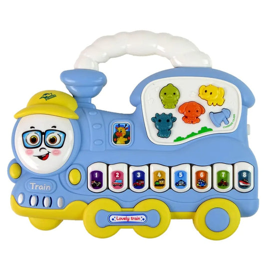Colorful Musical Train Toy for Toddlers with Lights, Sounds, and Interactive Buttons