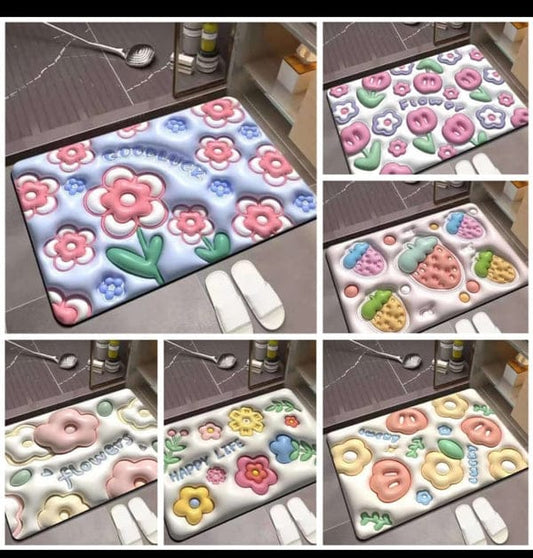 3D Visual Anti-Slip Absorbent Mat, Bath Mat Rug, Quick Dry Super Absorbent