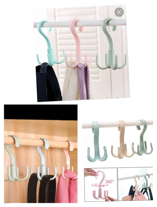1/4Pcs Rotatable Hook Wardrobe Bag Rack Organizer Holder for Closet Scarf Belt