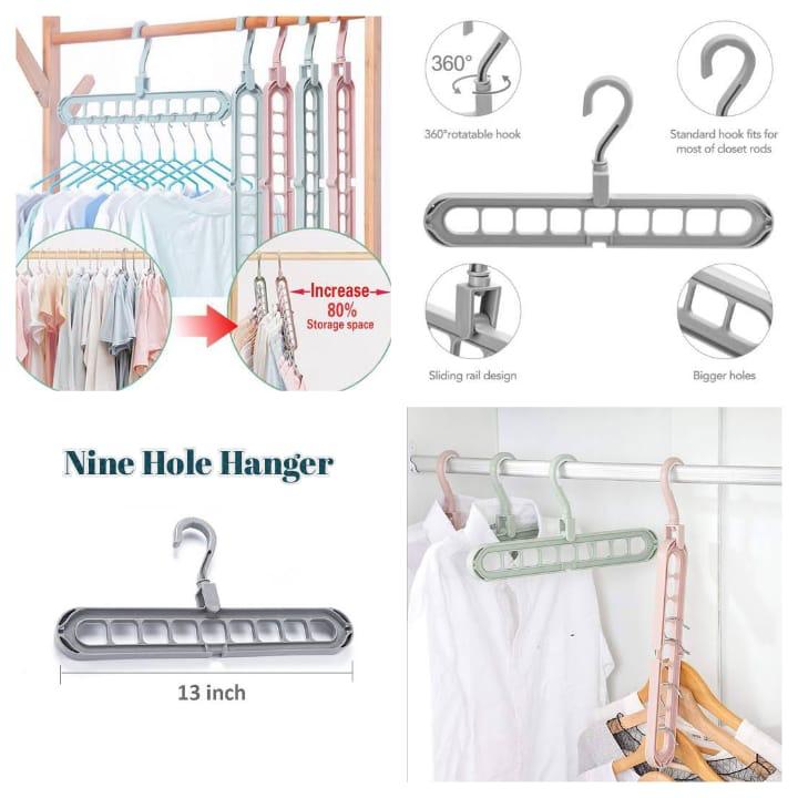 Magic Hanger Multipurpose 9 Hole Space Saving Closet Organizer Multicolor