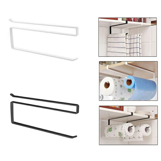 Kitchen Paper Towel Hanger Holder Under Cabinet Roll Rack Space Save Organizer